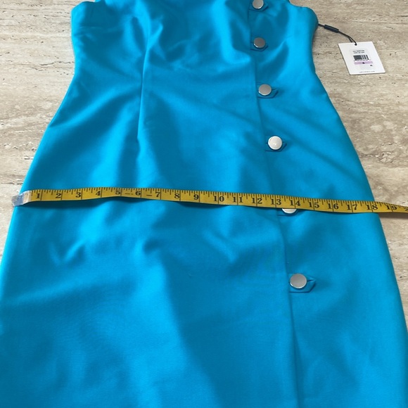 NWT Calvin Klein Elegant Teal Blue Sleeveless Dress, measurements in photos. - Picture 8 of 12
